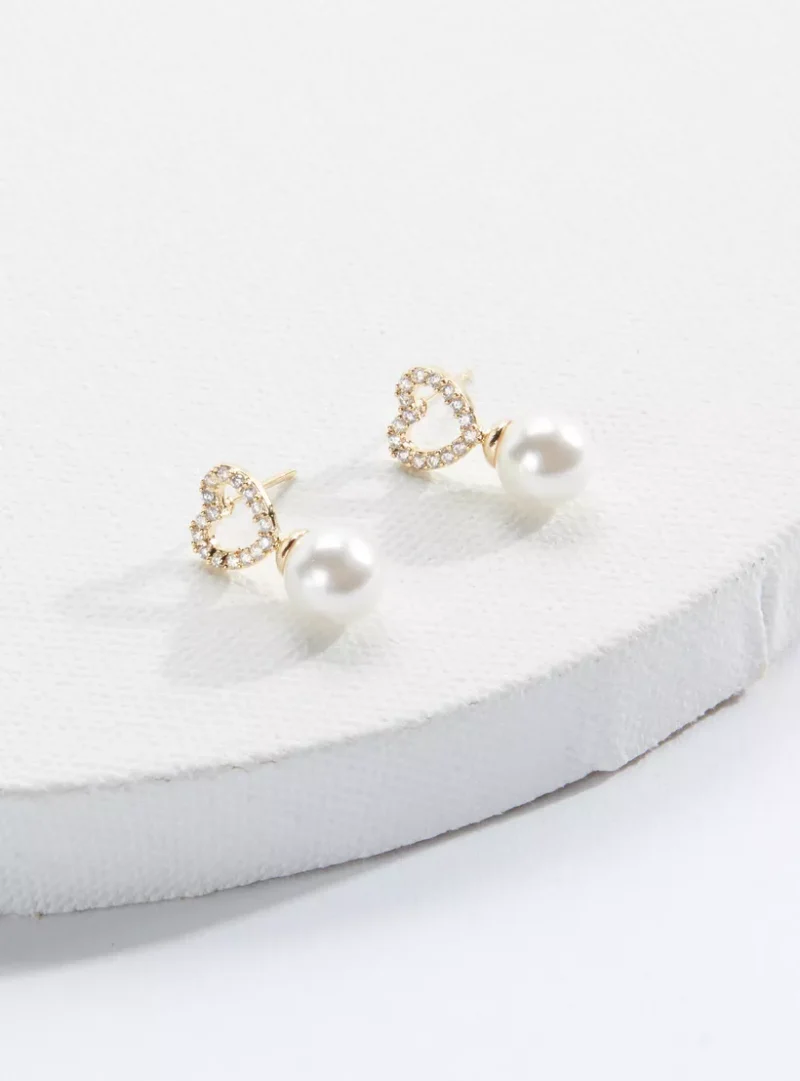 Heart Pearl Drop Earring