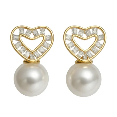 Heart Pearl Drop Earring