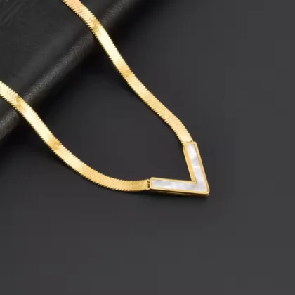 White V-Snake Chain