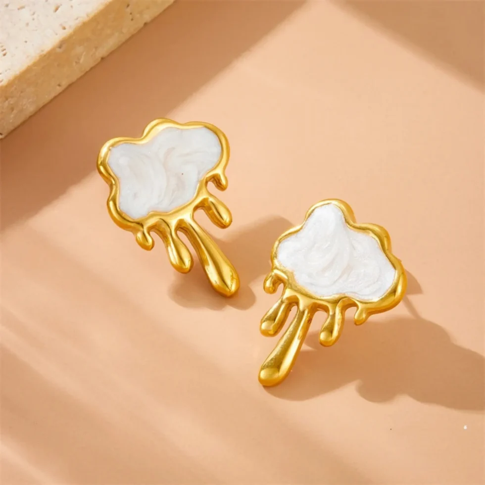 White CloudMelt Earrings